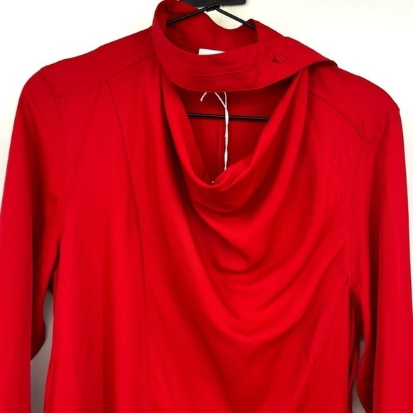 COS The Crow Red new with tags Button Fit mockneck cherry holiday Midi dress NWT - Picture 4 of 9